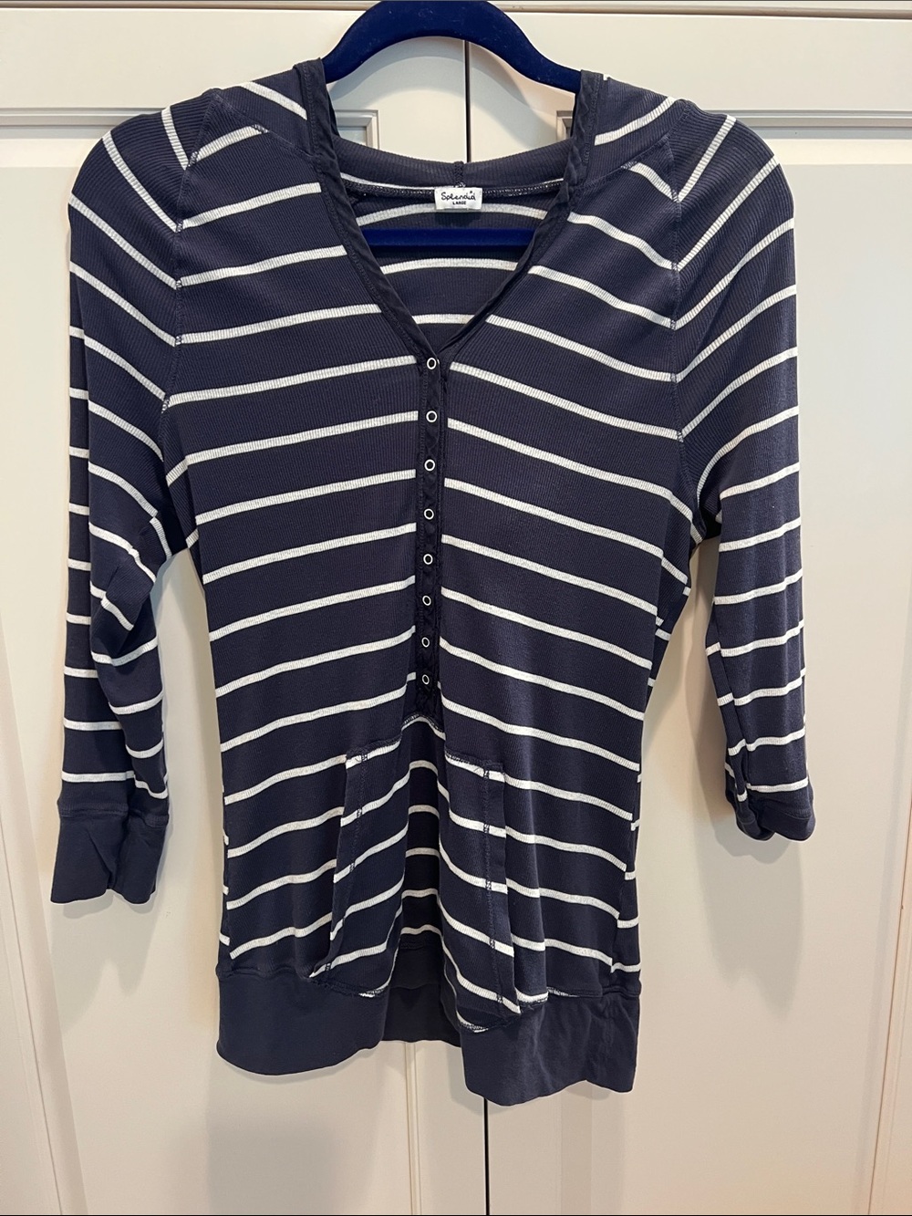 Splendid Navy and White Striped Knit Top